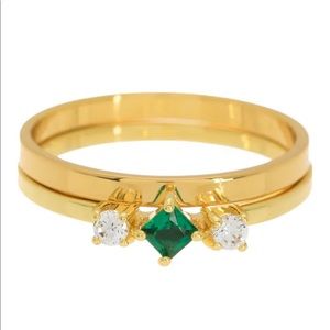 Sz 10 - Demi Fine CZ Metal Band Rings - Set of 2 NWT